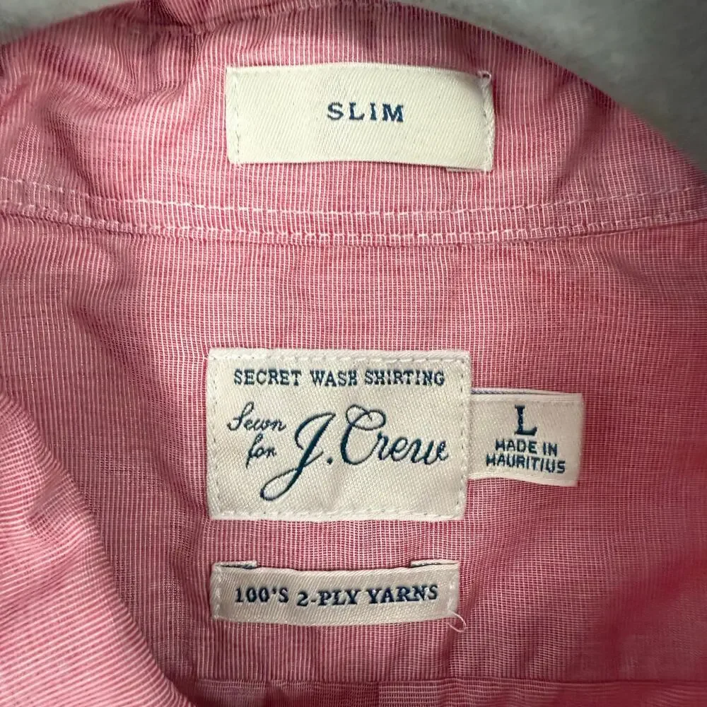 J. Crew Slim Secret Wash Cotton Poplin Shirt Men's Size L Maroon Eoe Style BJ742